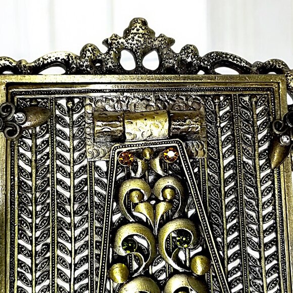 Tizo Italian Enamel Metal Photo Frame Retired Swarovski Crystals Ornate 3x3 - Picture 8 of 16